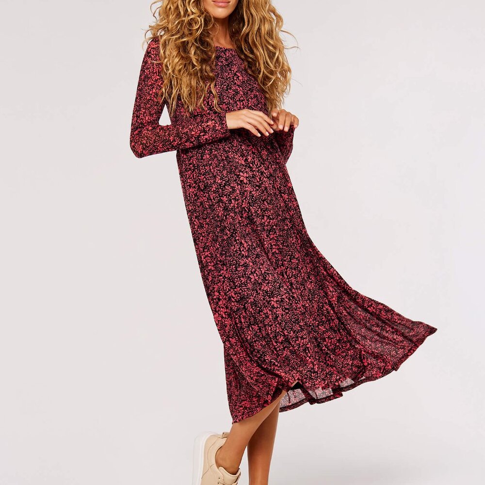 Floral mesh midi dress - Picture 3 of 5